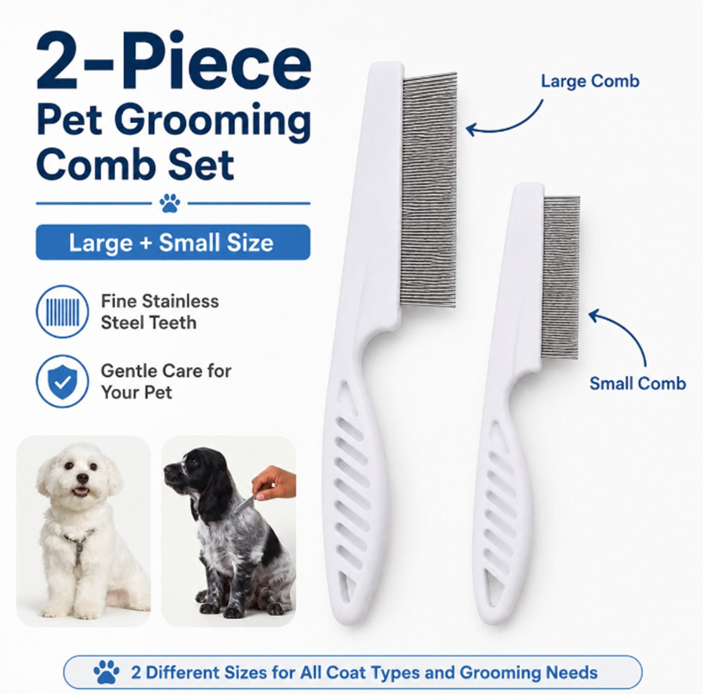 2-Pack Stainless Steel Pet Detangling Combs | TIKA