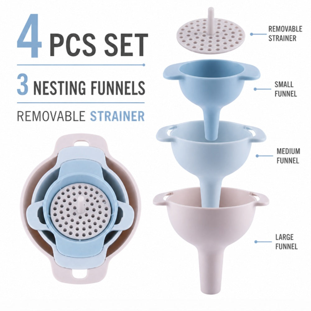 3-Piece Kitchen Funnel Set with Detachable Strainer | TIKA
