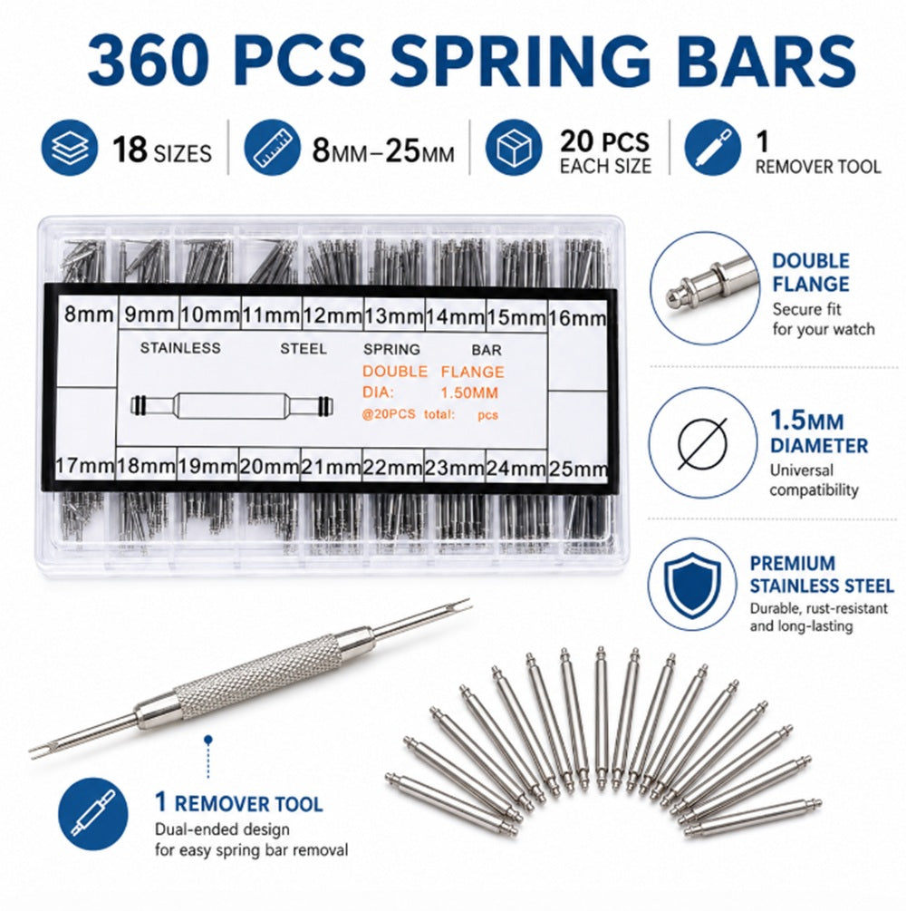 360-Piece Watch Band Spring Bar Kit with Remover | TIKA