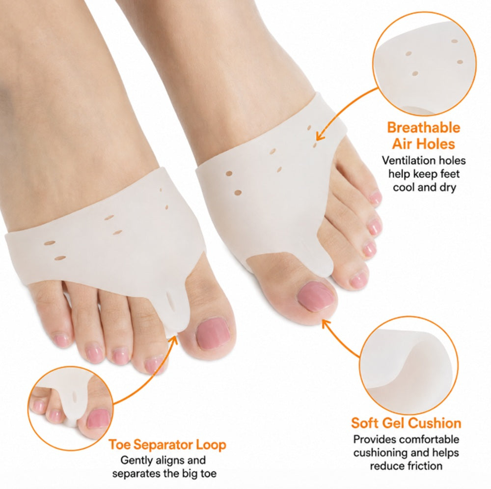 1-Pair Silicone Gel Big Toe Spacers | TIKA