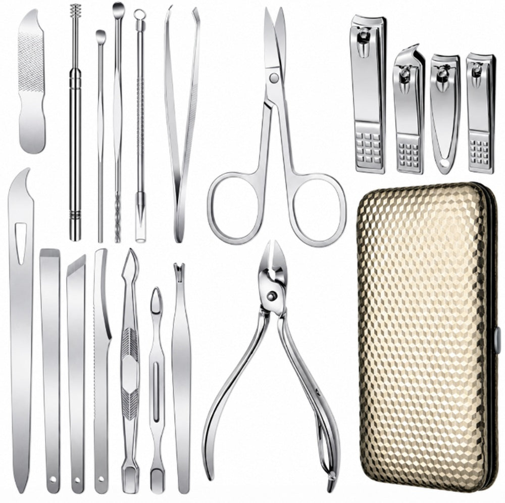 19-Piece Stainless Steel Nail Grooming Kit with Case | TIKA