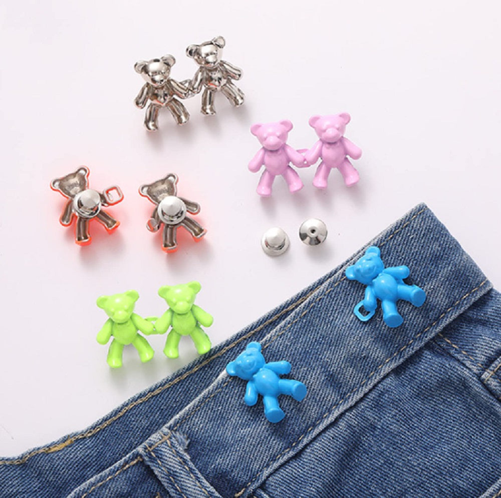 10-Set Bear Design No-Sew Adjustable Jean Buttons | TIKA