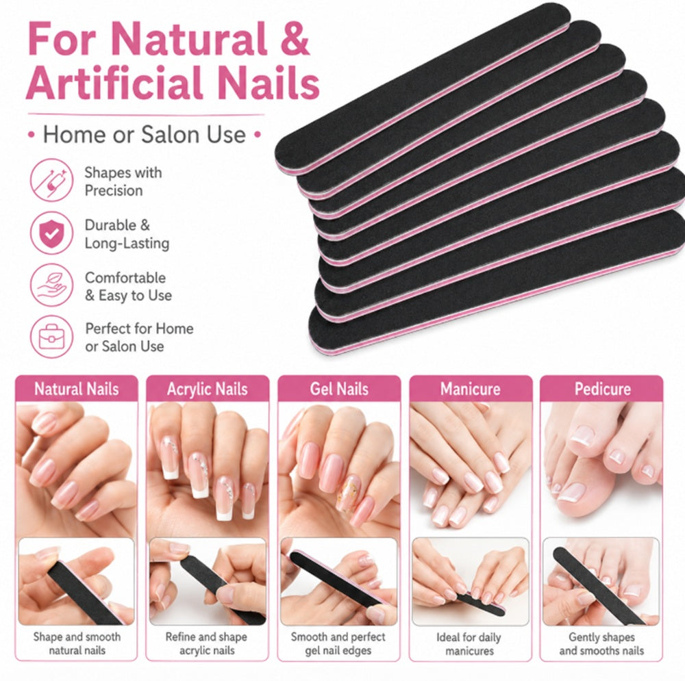10-Pack Double-Sided Nail Files, 100/180 Grit | TIKA