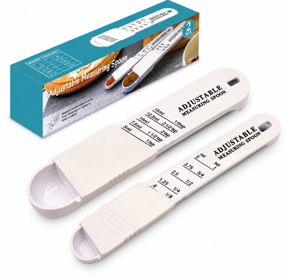 2-Piece Adjustable Measuring Spoon Set for Baking & Cooking | TIKA