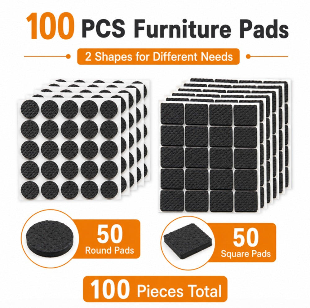 100-Pack Self-Adhesive Rubber Furniture Feet Pads | TIKA