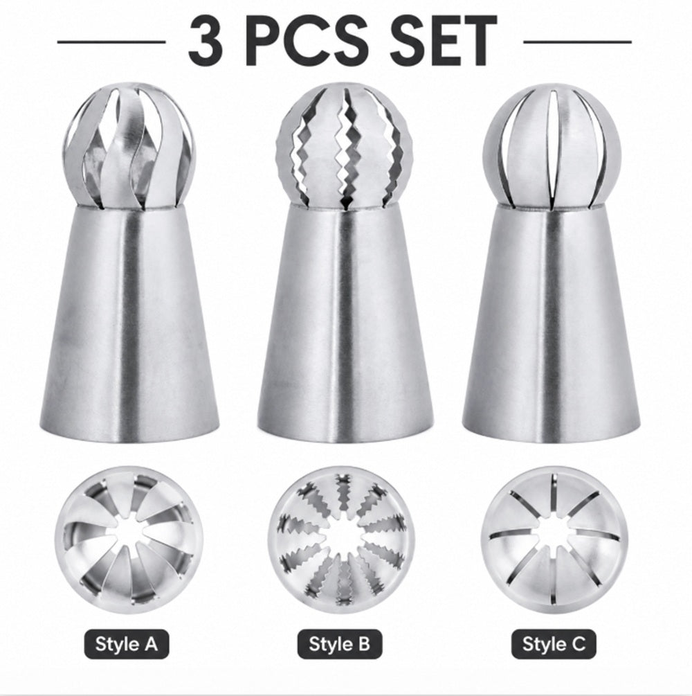 3-Piece Stainless Steel Russian Ball Piping Tips | TIKA
