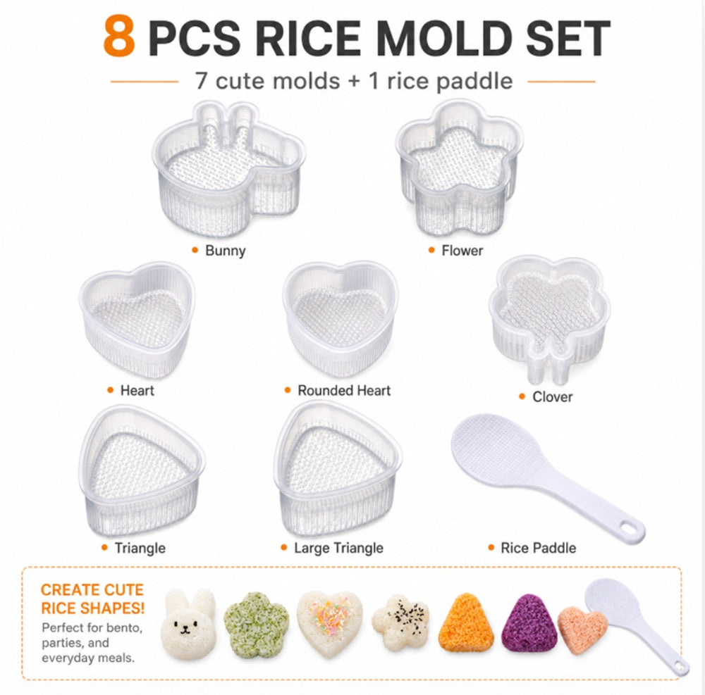 8-Piece Sushi & Onigiri Rice Ball Mold Set | TIKA