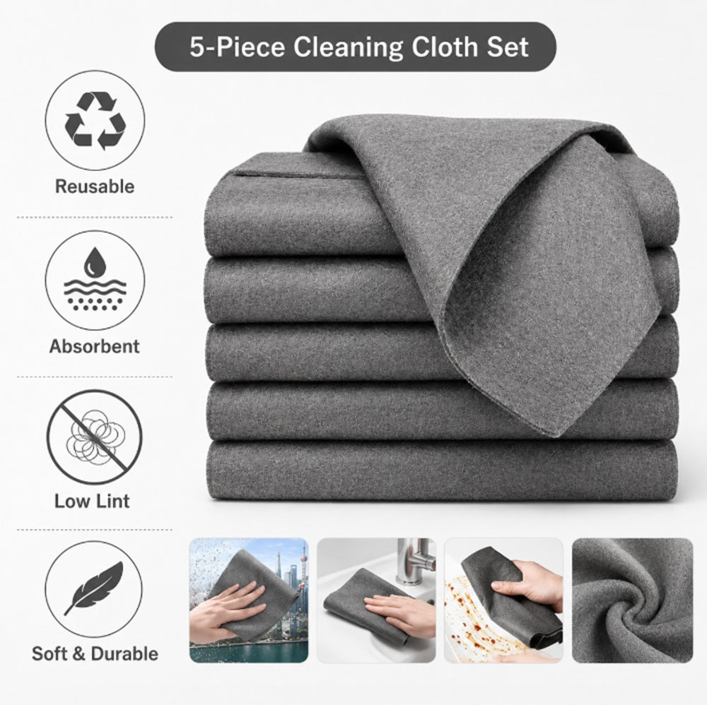 5-Pack Thick Microfiber Cleaning Cloths | TIKA