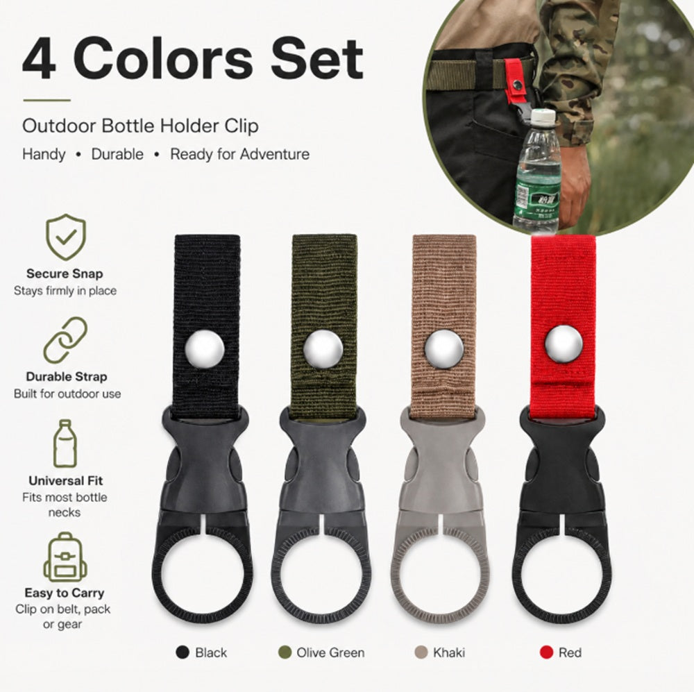 4-Pack Water Bottle Holder Clips with Carabiners | TIKA
