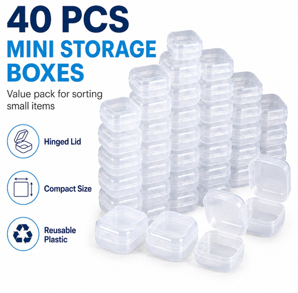 40-Pack Mini Plastic Storage Boxes | TIKA