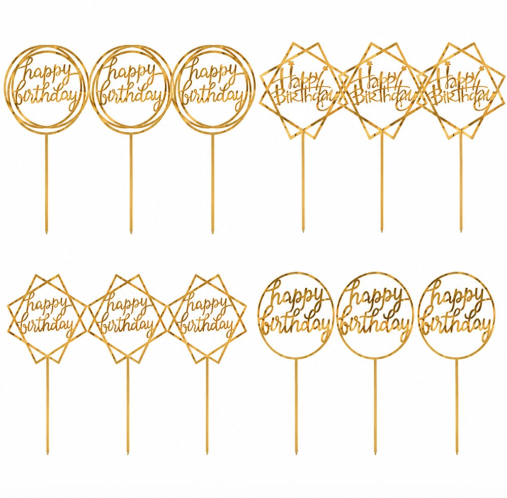 12-Pack Glitter Birthday Cake & Cupcake Toppers | TIKA