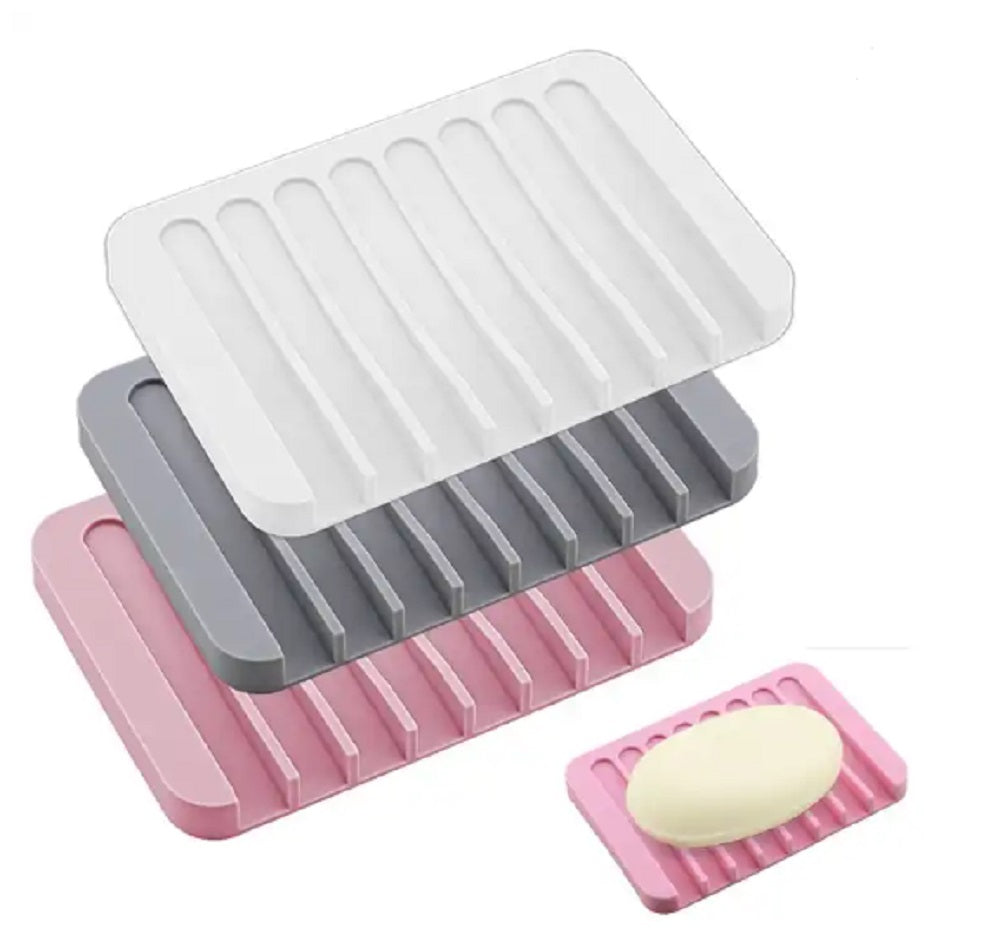 3-Pack Silicone Self-Draining Soap Dishes | TIKA