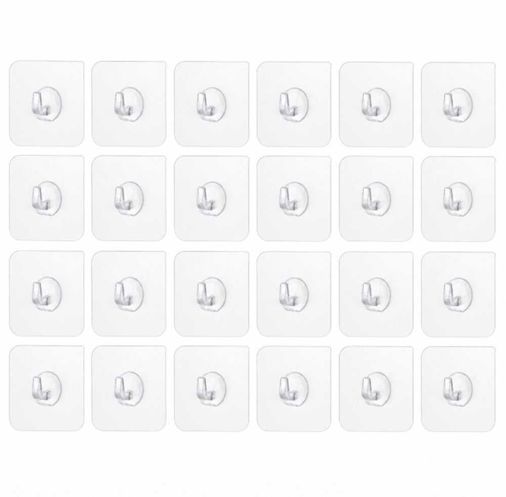 24-Pack Clear No-Drill Adhesive Wall Hooks | TIKA
