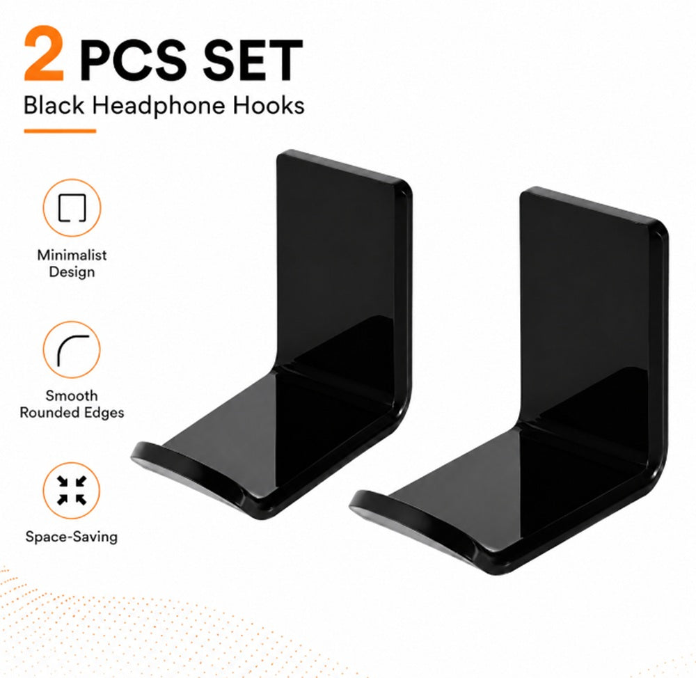 2-Pack Acrylic Under-Desk & Wall Headphone Hangers | TIKA