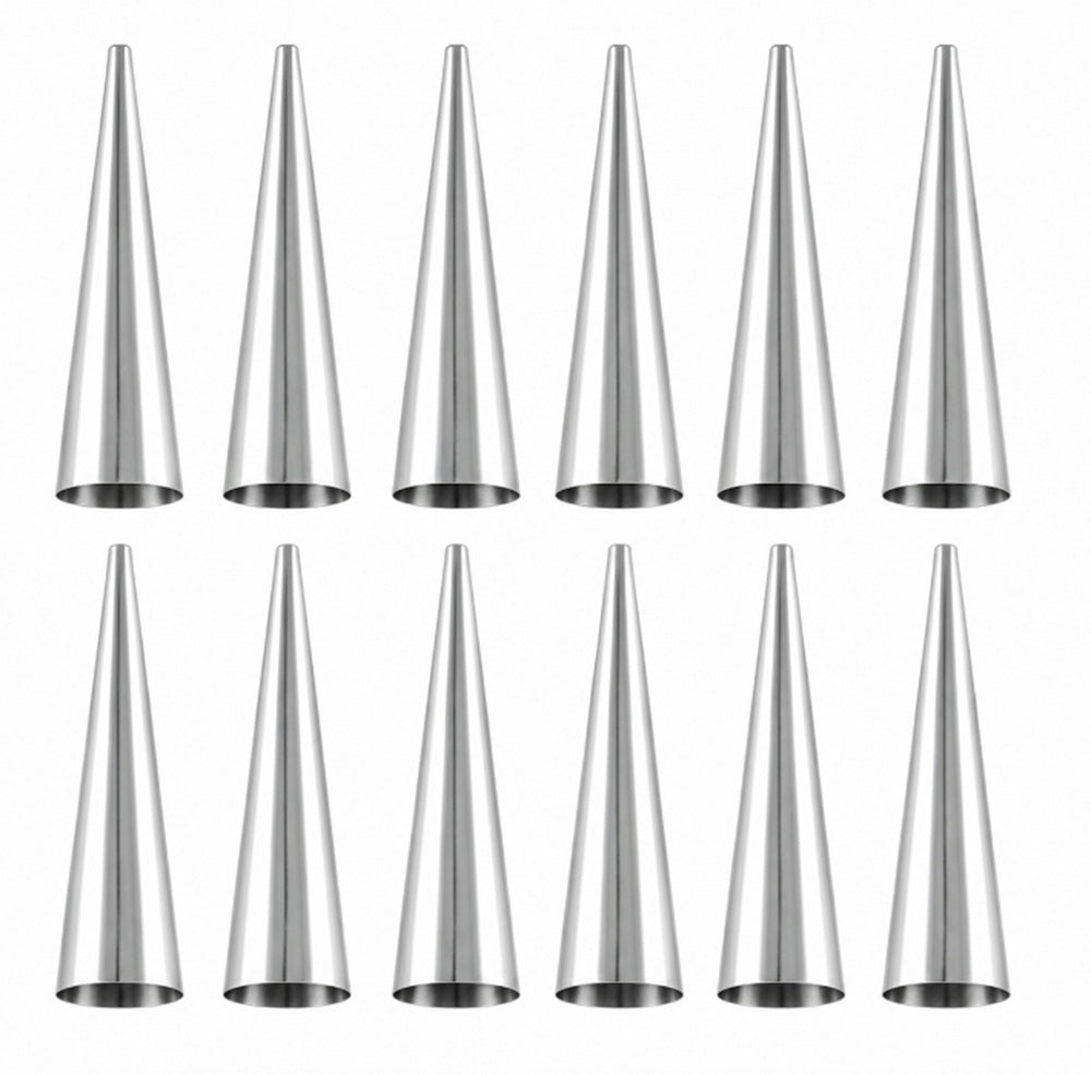 12-Piece Stainless Steel Cream Horn and Cannoli Mold Set | TIKA