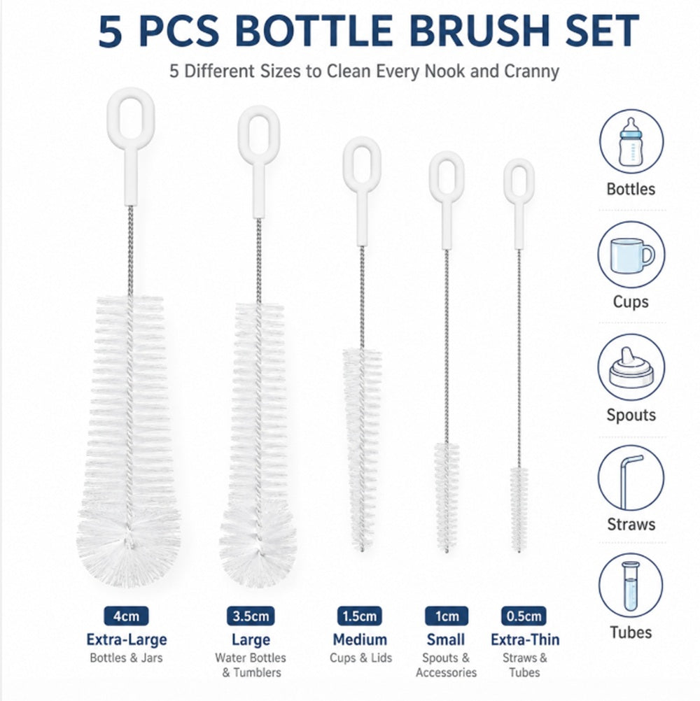5-Pack Stainless Steel Straw Cleaning Brushes | TIKA