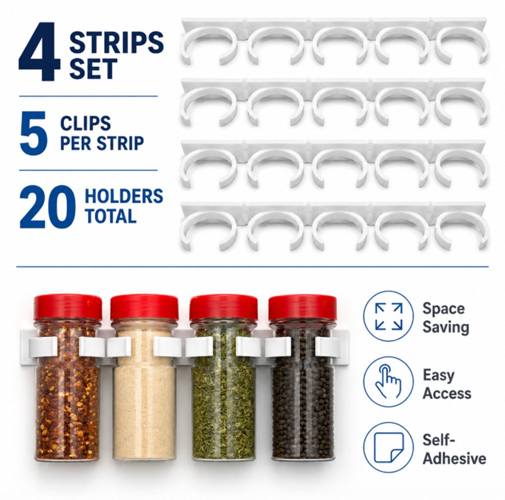 20-Clip Cabinet Door Spice Rack Organizer | TIKA