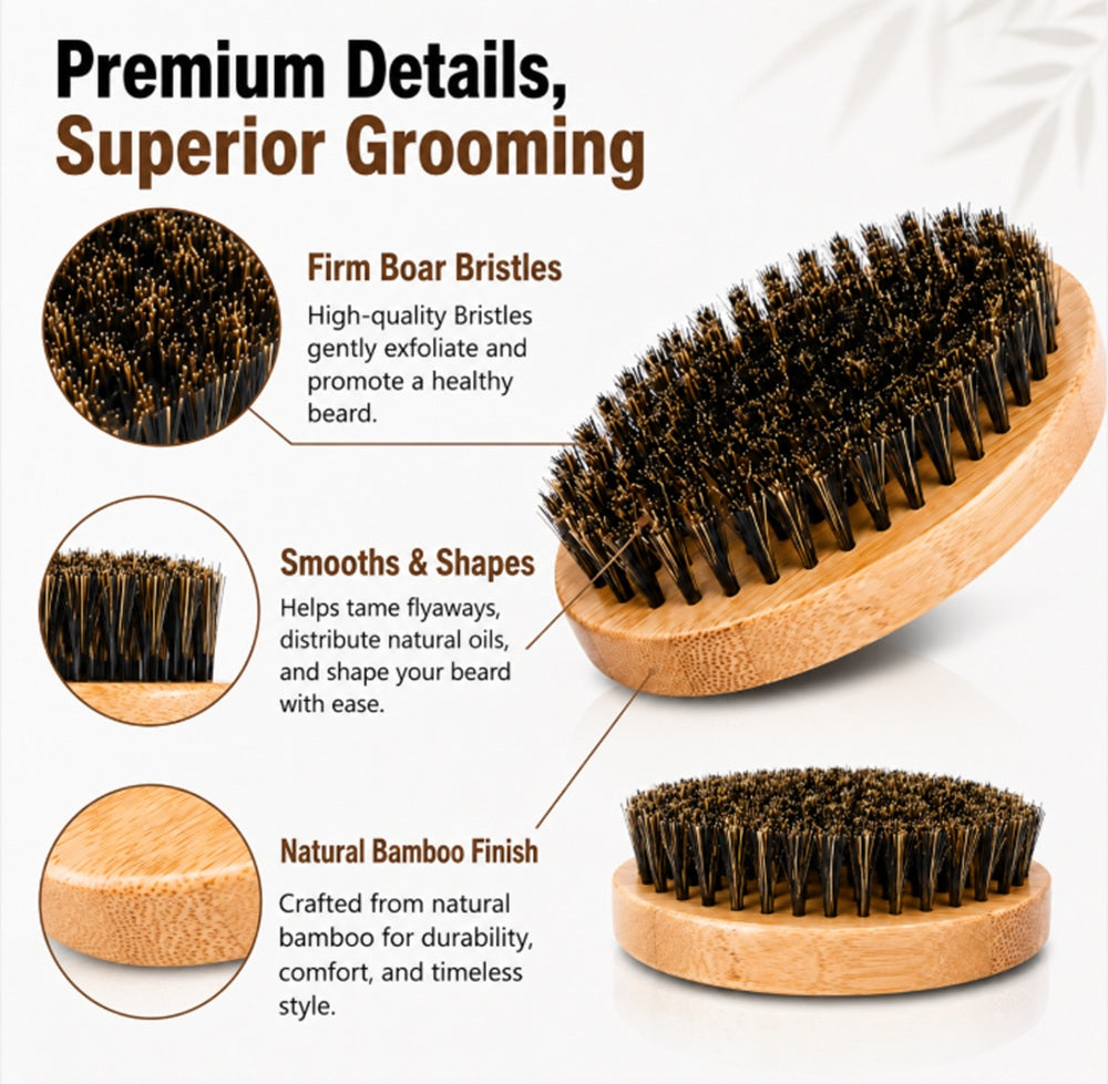 Men’s Soft Boar Bristle Beard Brush with Wooden Handle | TIKA