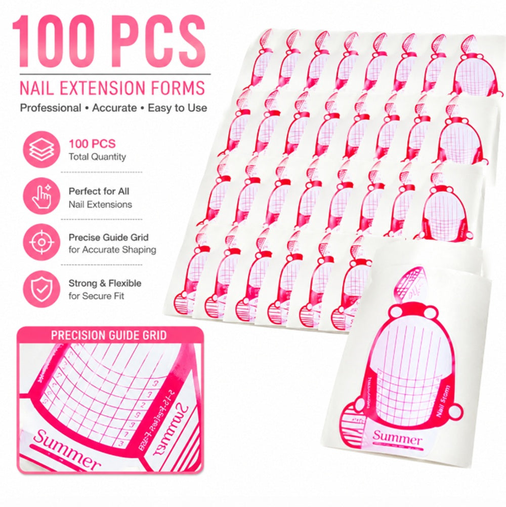 100-Pack Nail Extension Form Stickers for Acrylic & UV Gel | TIKA