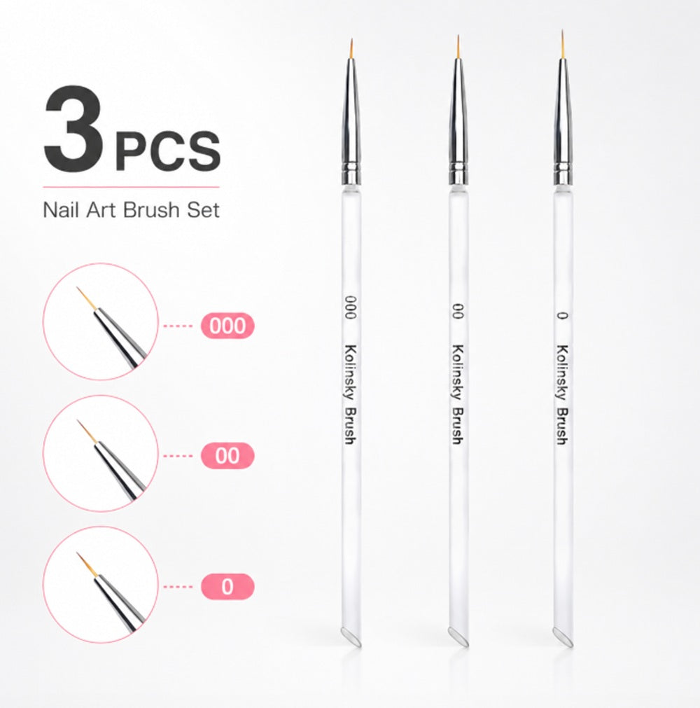 3-Pack Fine Liner Nail Art Brushes | TIKA