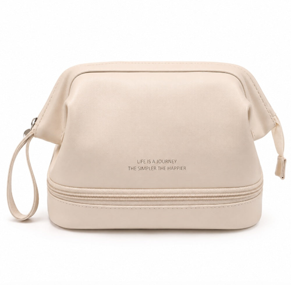 Large PU Leather Makeup Bag with Carry Handle | TIKA