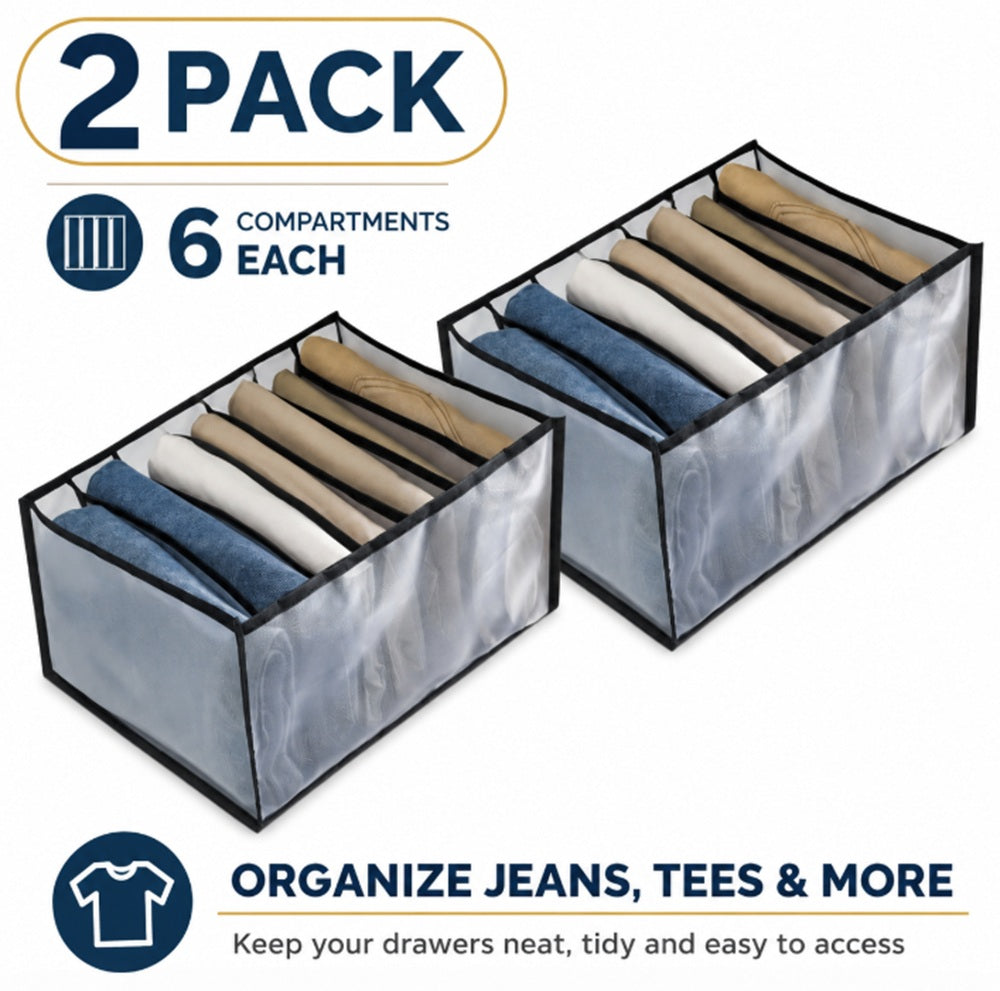 2-Pack Foldable Drawer & Closet Organizer Bins | TIKA