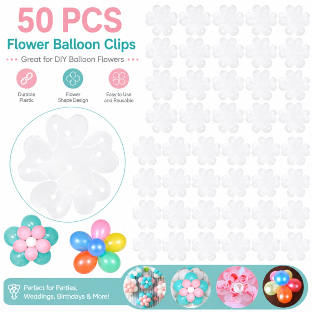 50-Pack Flower Balloon Clips & Garland Holders | TIKA