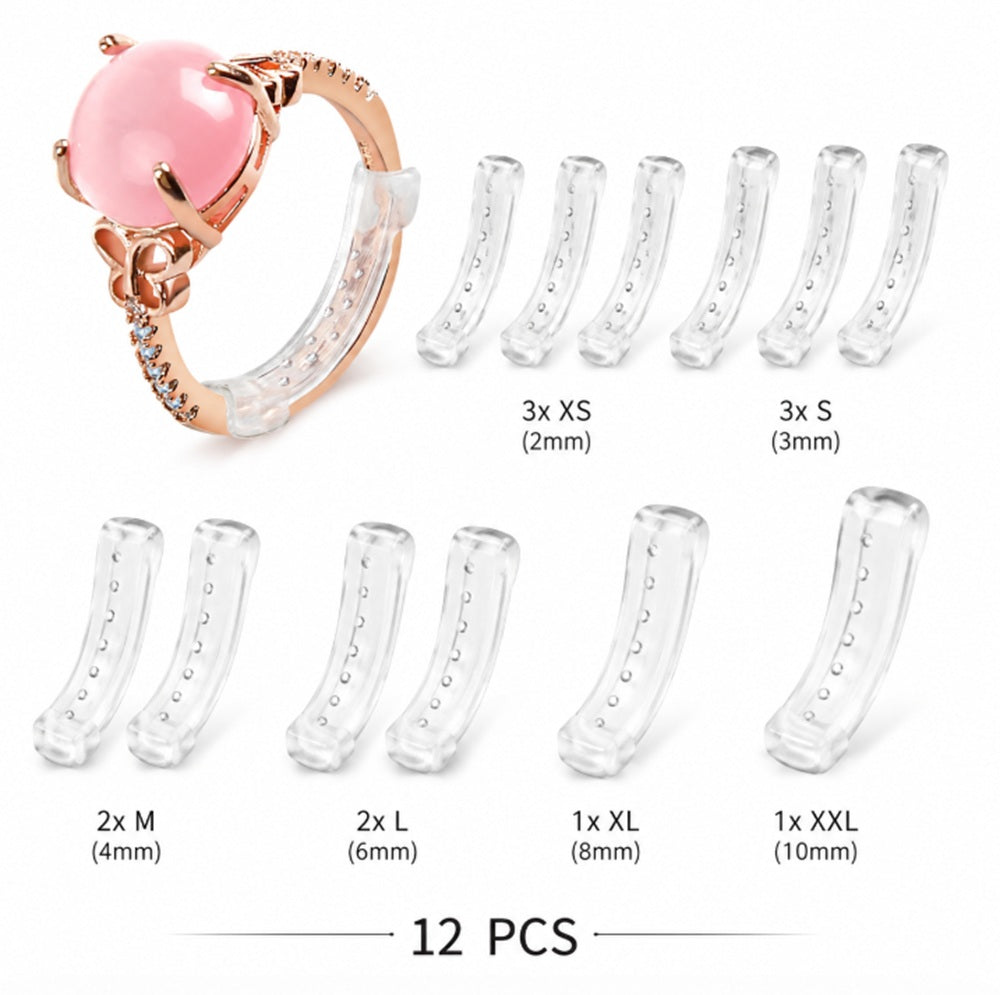 12-Pack Clear Silicone Ring Size Adjusters | TIKA