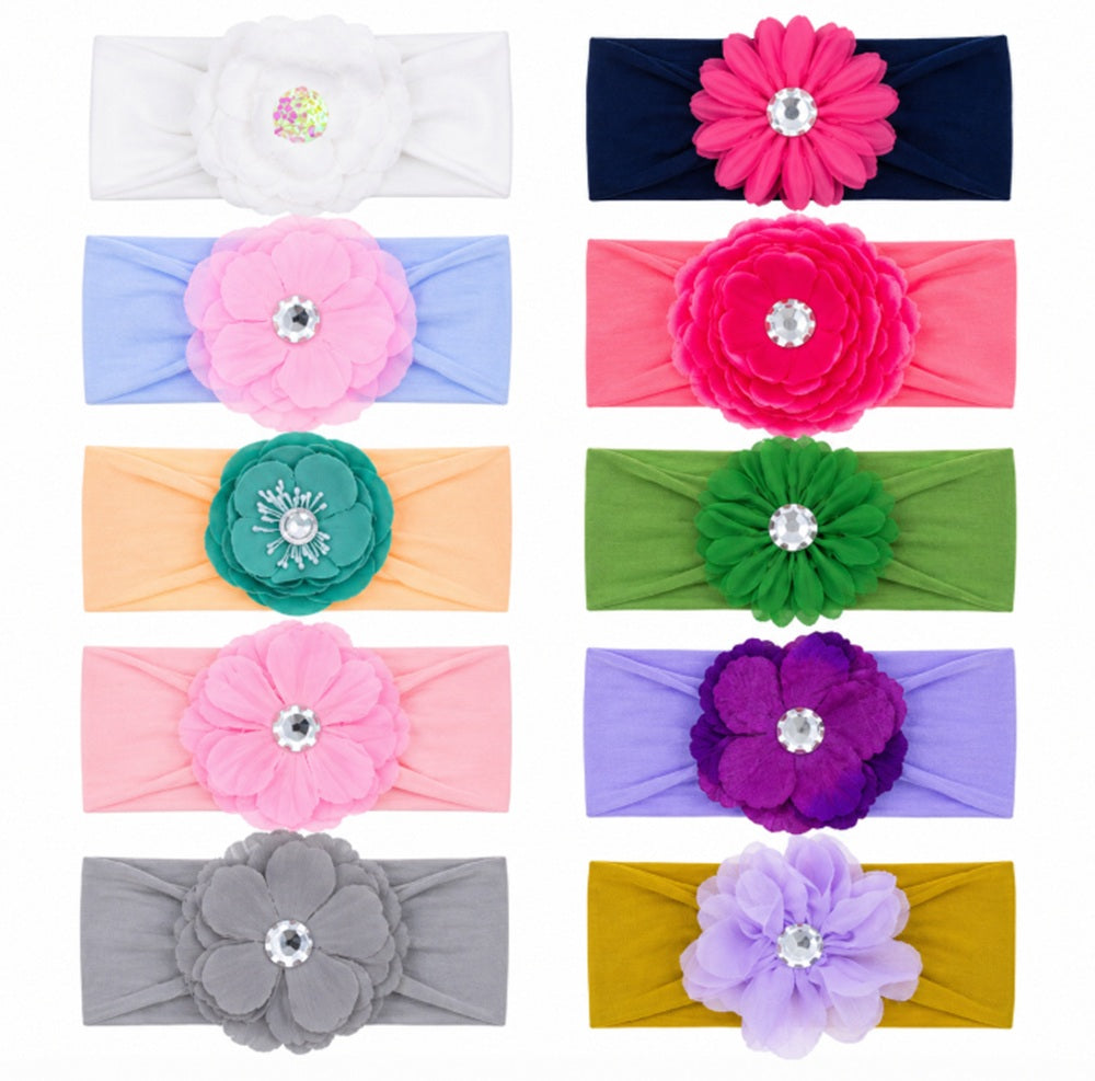 10-Piece Baby Girl Lace Bow & Flower Headband Set | TIKA