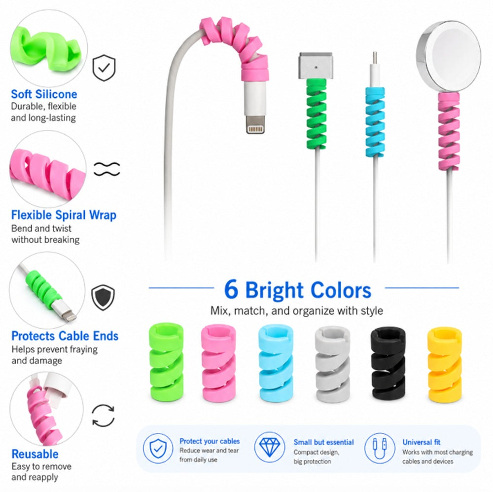 24-Pack Silicone Spiral Charging Cable Protectors | TIKA