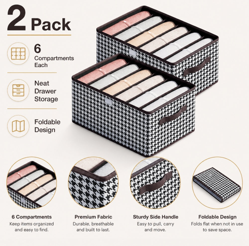 2-Pack 6-Compartment Closet Organizer Bins | TIKA