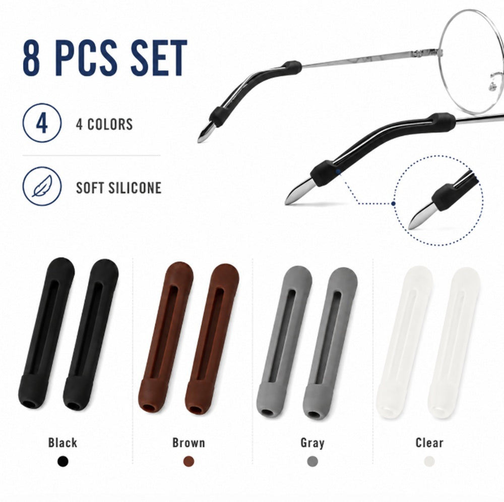 4-Pair Silicone Anti-Slip Eyeglass Ear Hooks | TIKA