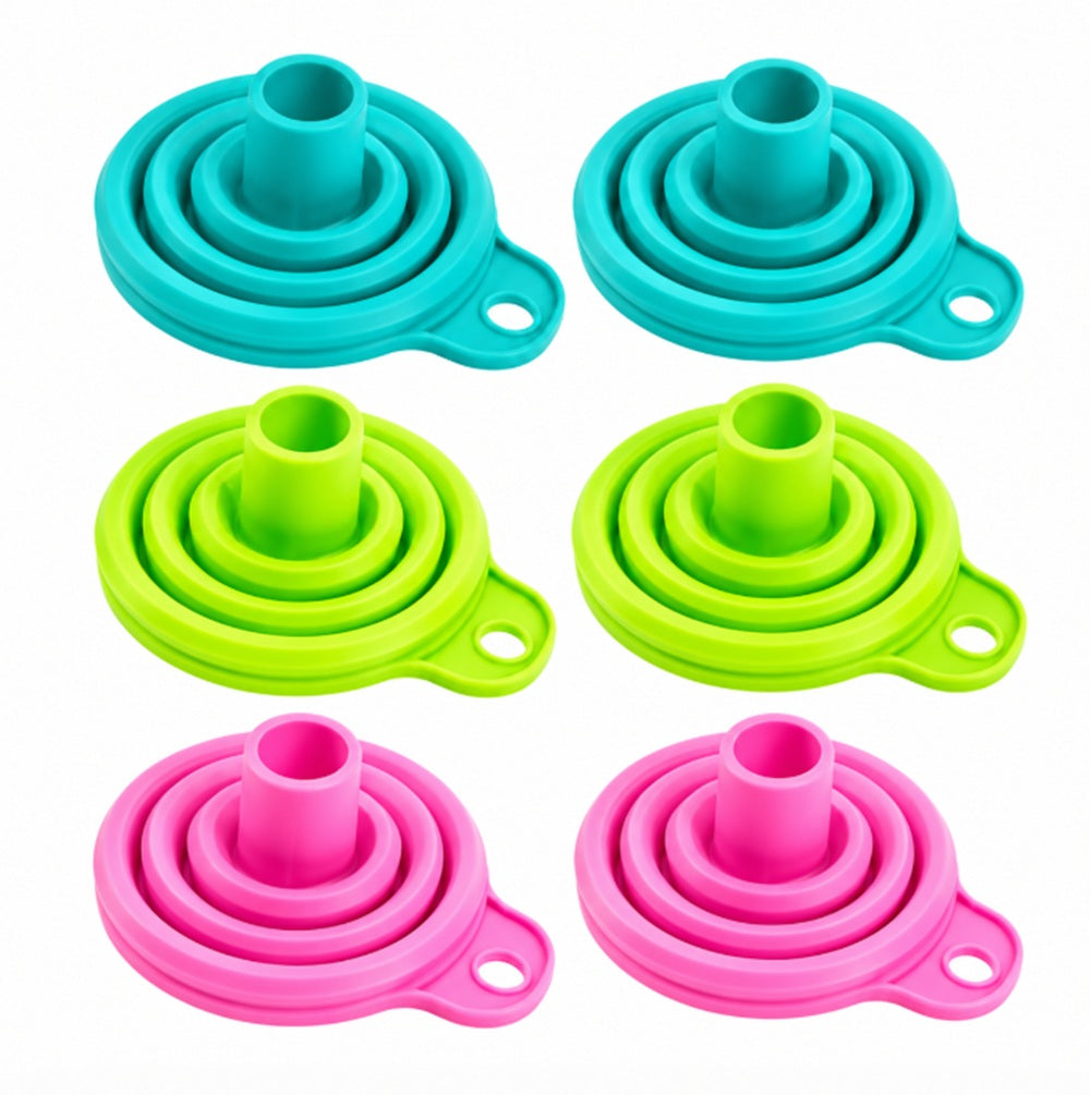 6-Piece Collapsible Silicone Kitchen Funnel Set for Liquid Transfer | TIKA