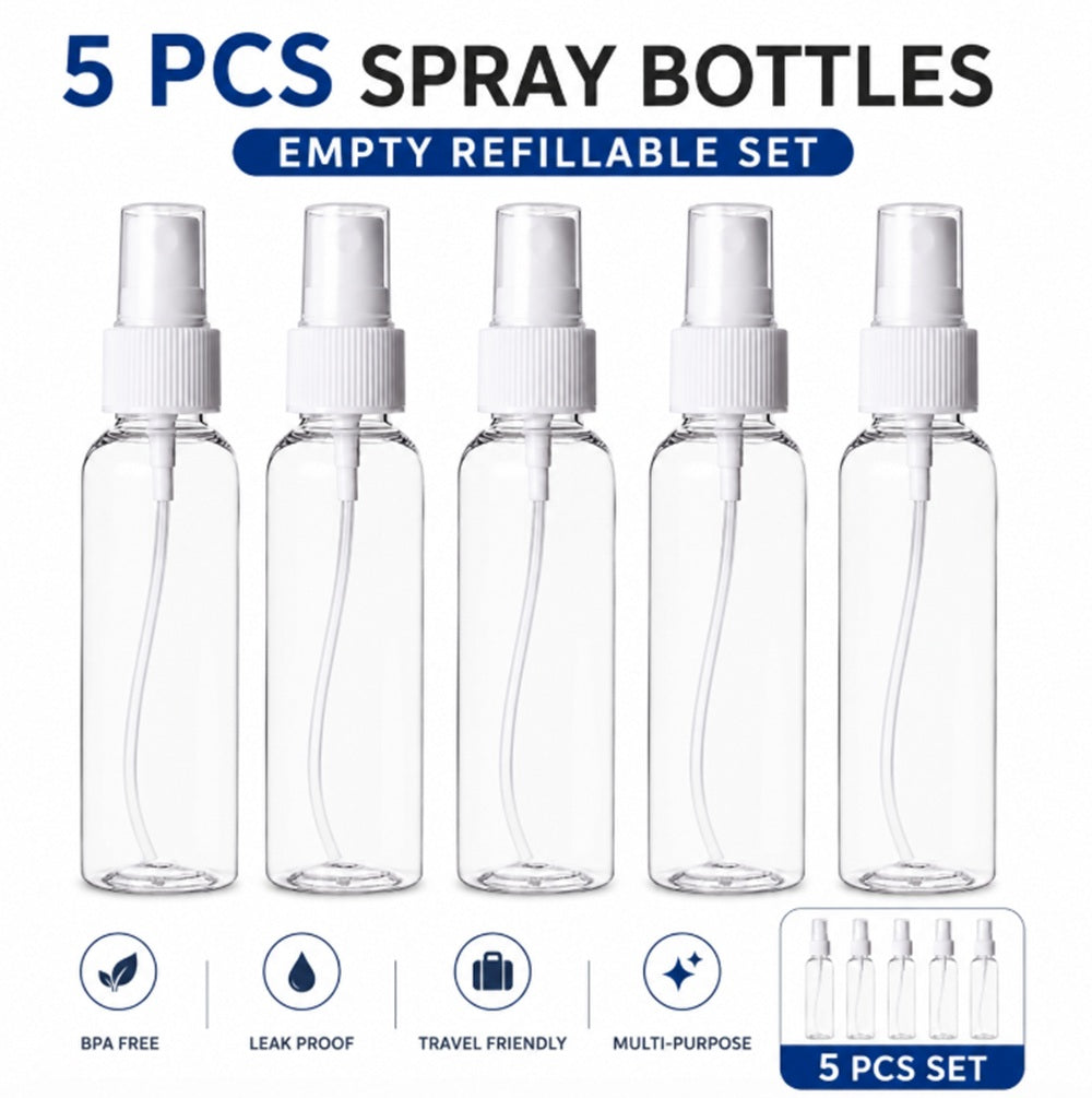 5-Pack Plastic Fine Mist Perfume Spray Bottles | TIKA