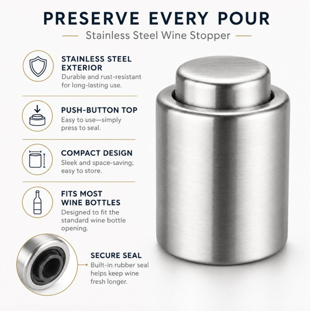 Vacuum Wine Bottle Stopper & Freshness Preserver | TIKA