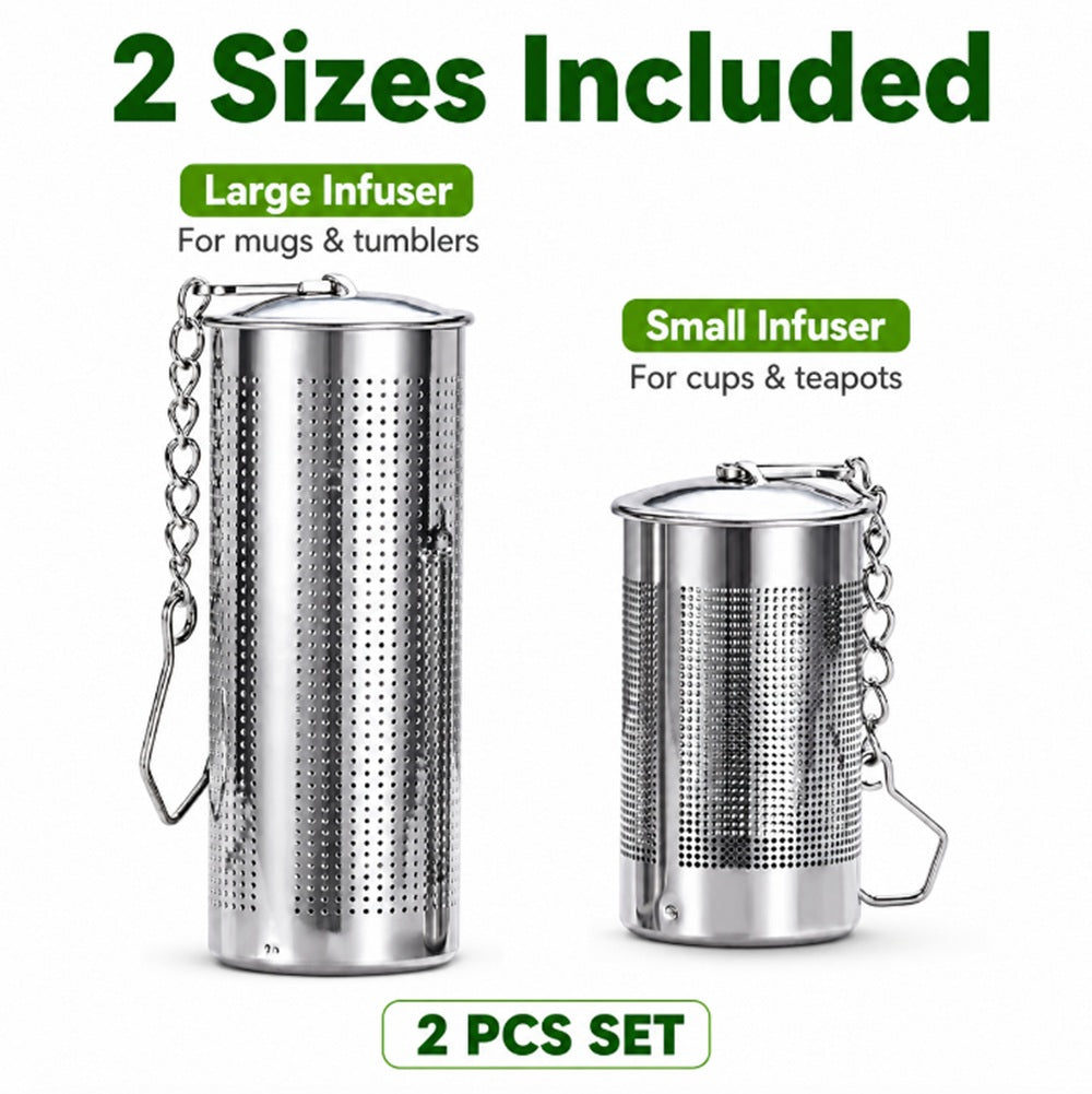 2-Pack Stainless Steel Fine-Mesh Tea Infuser Balls with Chain Hooks | TIKA