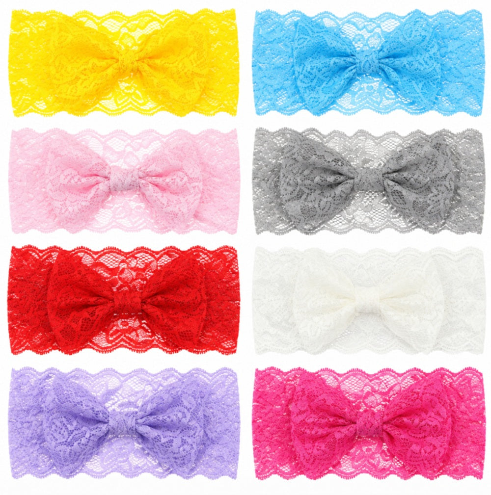 8-Piece Baby Girl Lace, Bow & Flower Headband Set | TIKA