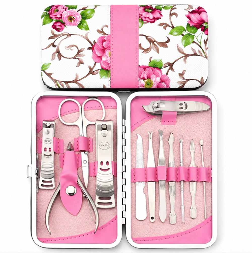 12-Piece Manicure & Pedicure Grooming Kit with Case | TIKA