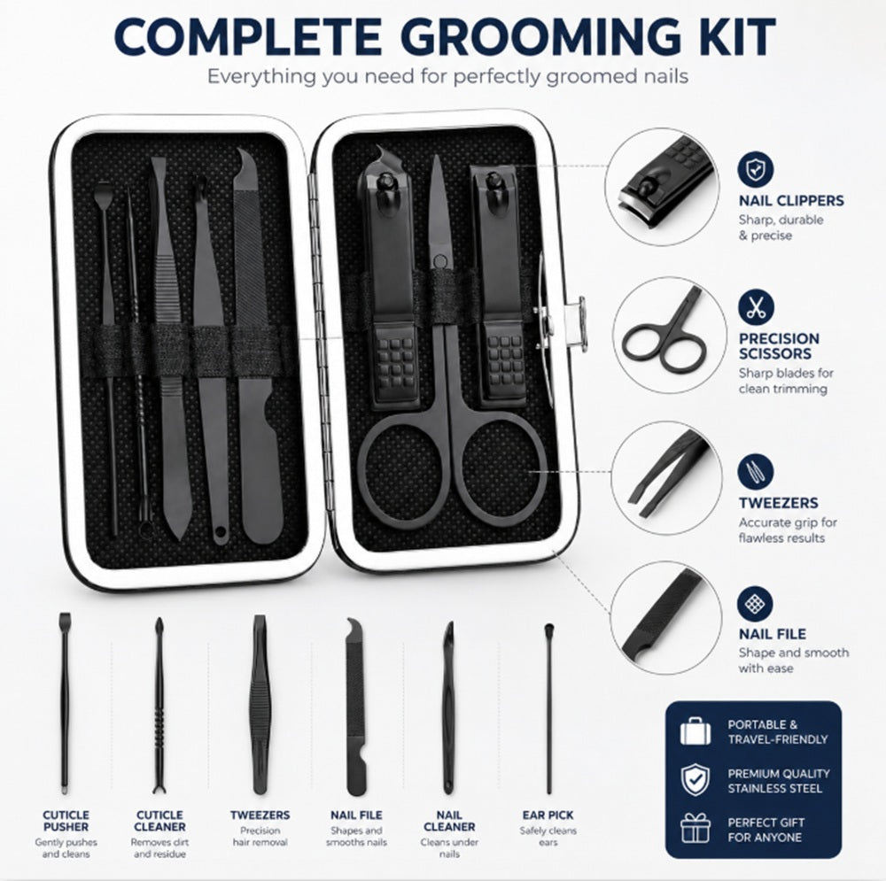 8-Piece Stainless Steel Manicure & Pedicure Set | TIKA