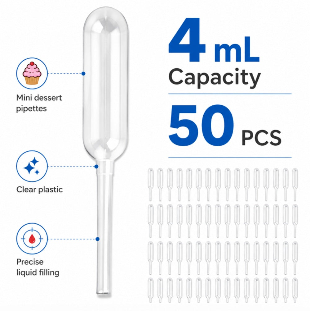 50-Pack 4 mL Disposable Plastic Pipettes for Cupcakes | TIKA