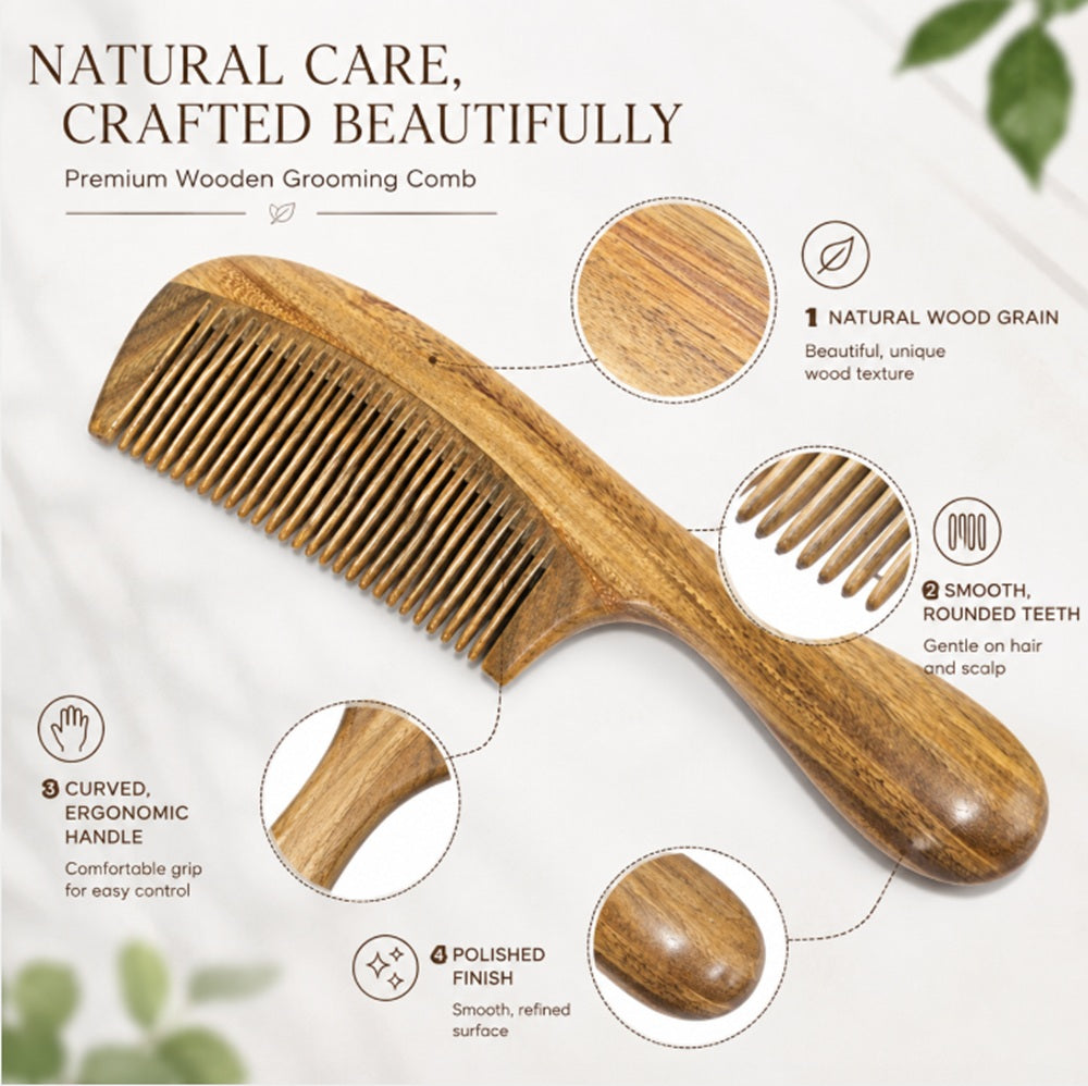 Wooden Pocket Hair & Beard Comb, Anti-Static | TIKA