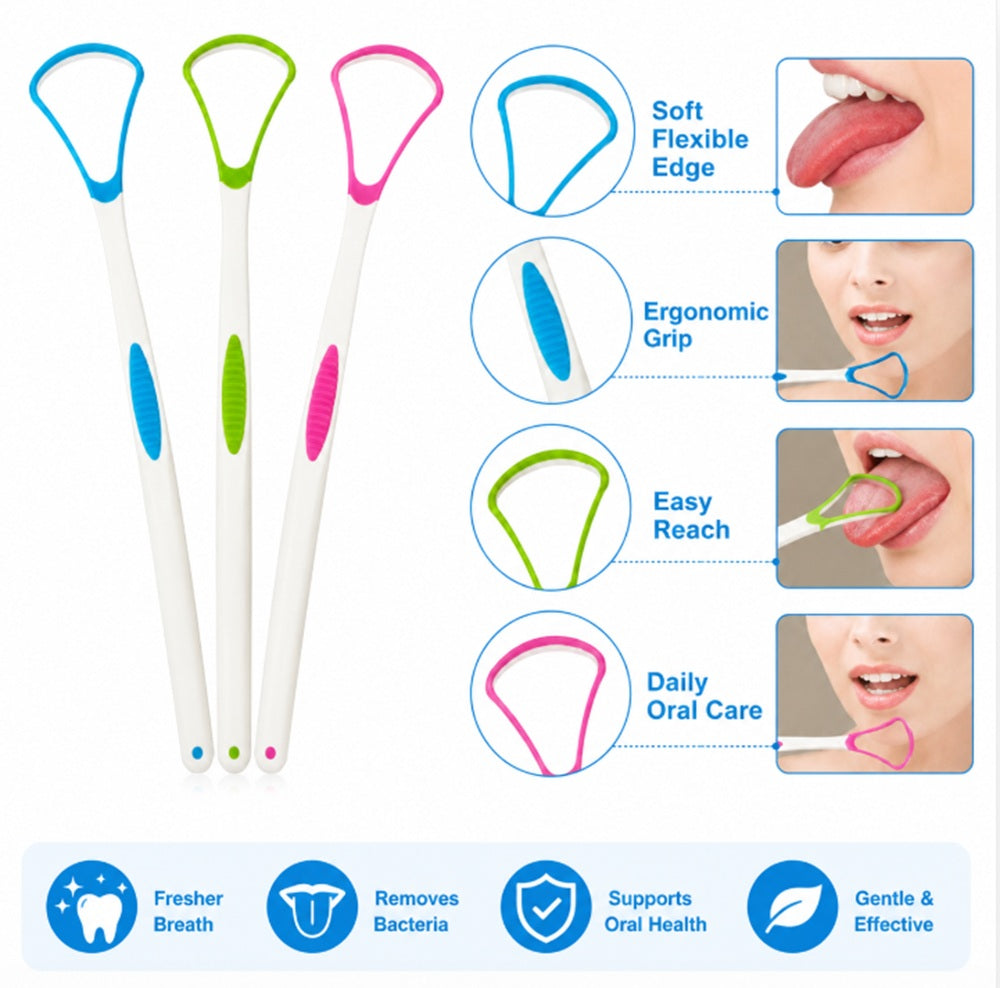 3-Pack Reusable Tongue Scrapers for Adults | TIKA