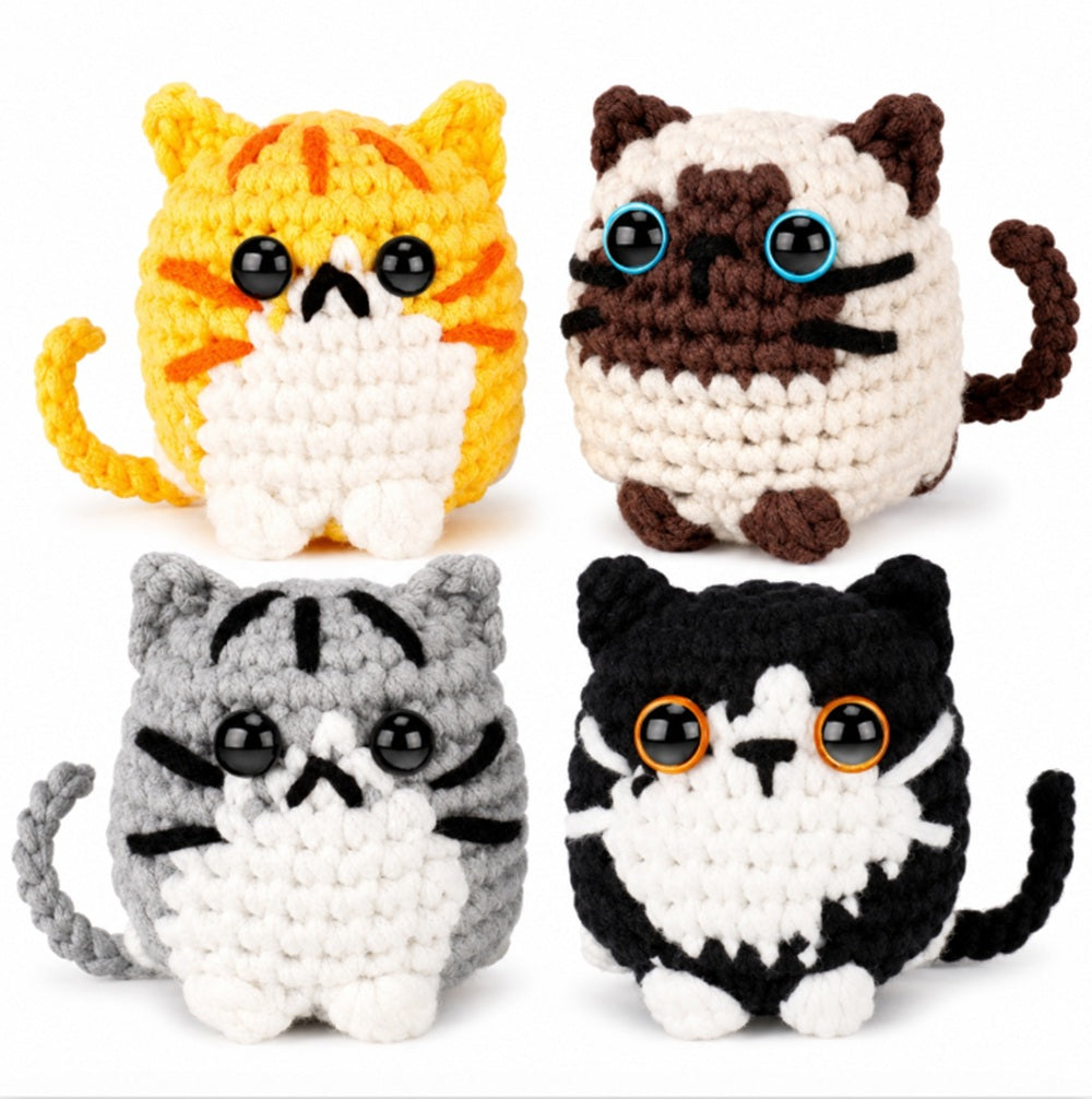 Cat Crochet Kit for Beginners, 4 Pack with Video Tutorials – TIKA