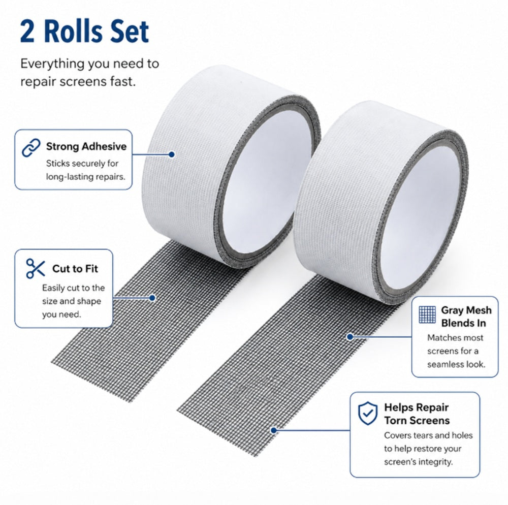 2-Pack Self-Adhesive Fiberglass Screen Repair Tape | TIKA