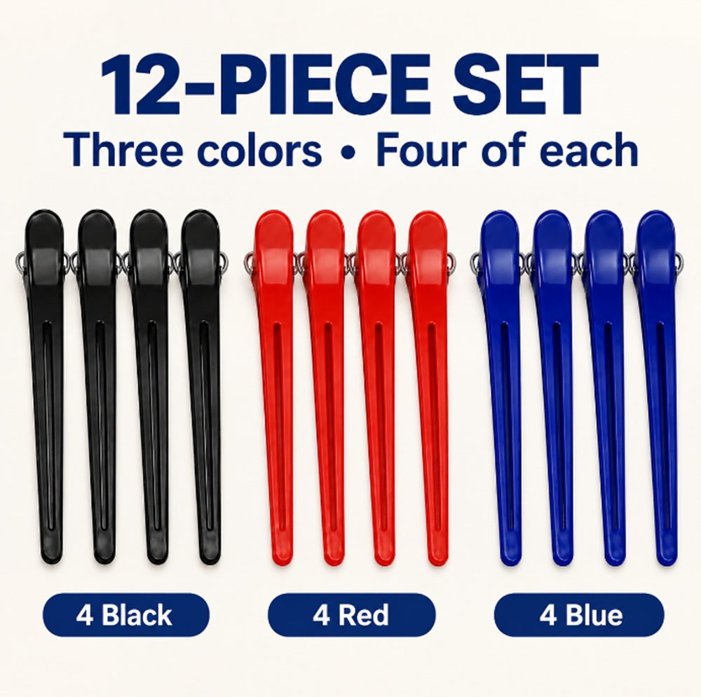 12-Pack Non-Slip Alligator Hair Sectioning Clips | TIKA