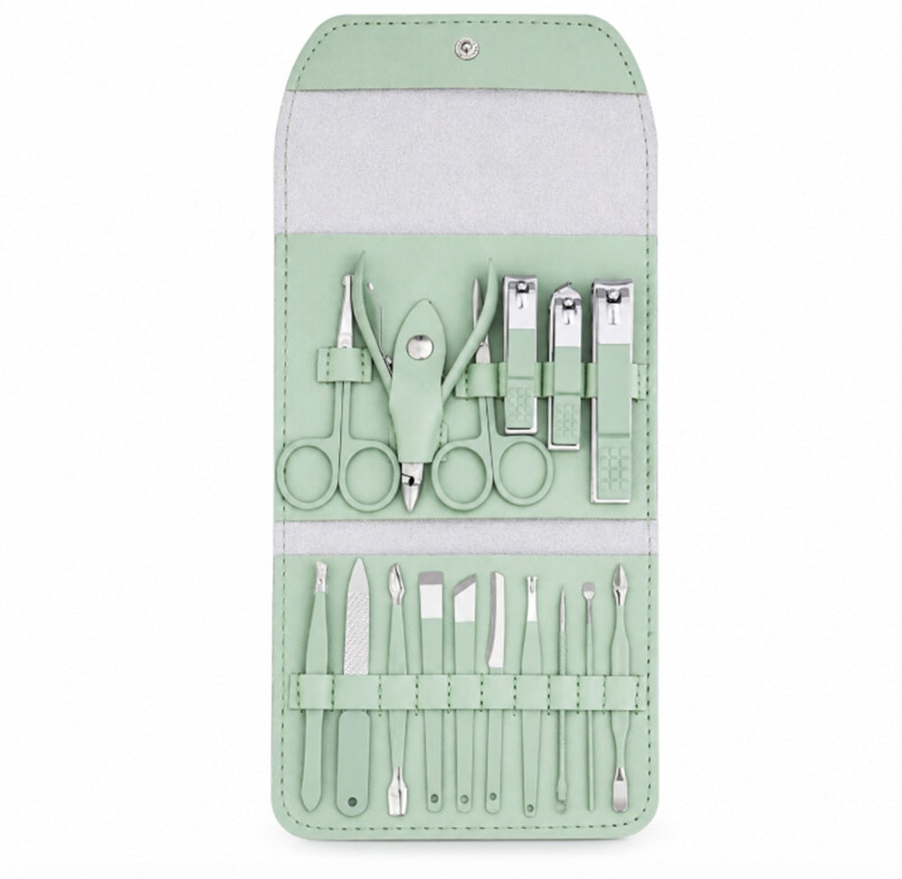 16-Piece Stainless Steel Manicure Kit with Case | TIKA