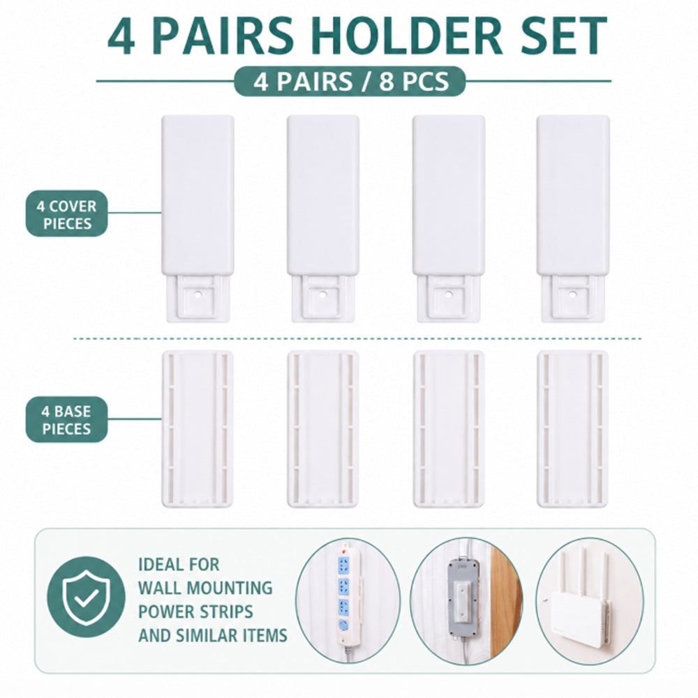 4-Pack Self-Adhesive Power Strip Holders | TIKA