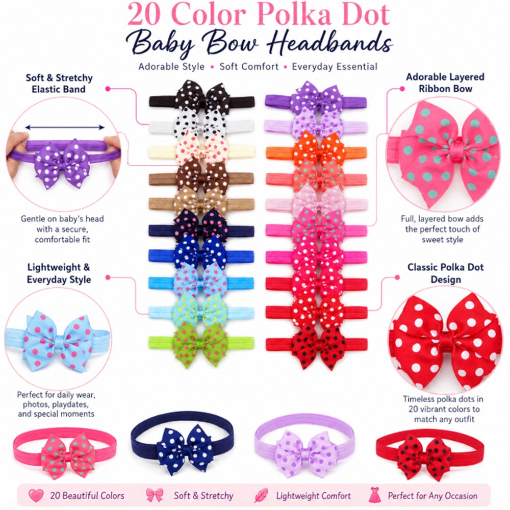 20-Piece Baby Girl Bow Headband Set | TIKA