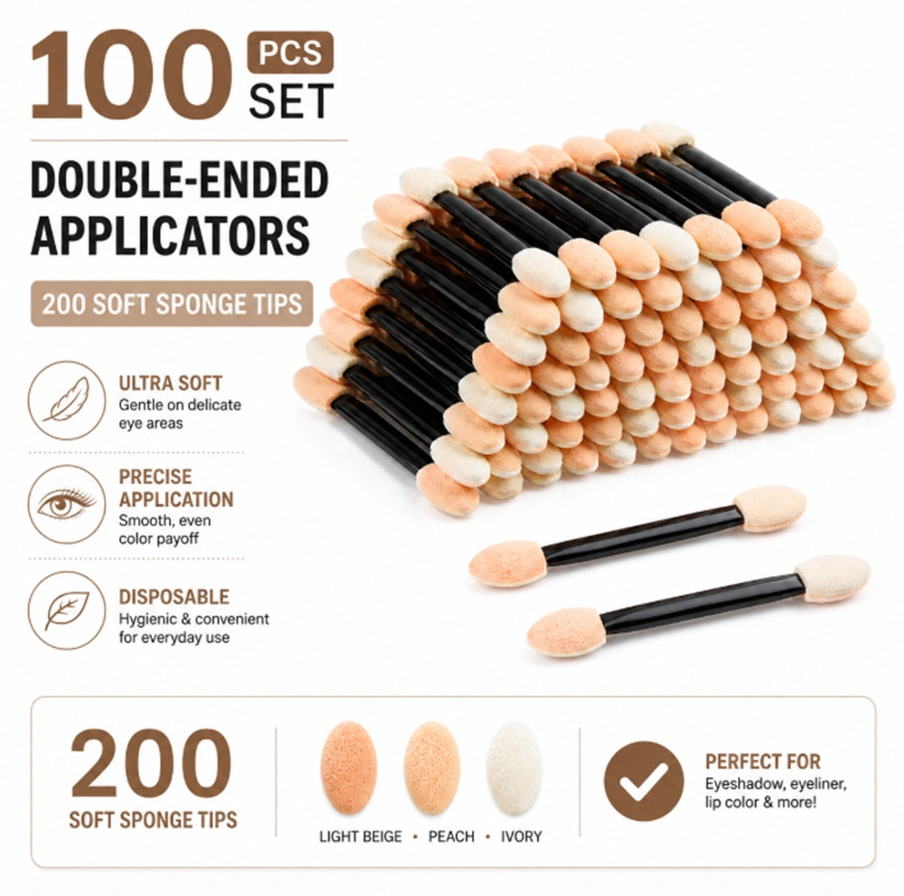 100-Pack Dual-Ended Disposable Eyeshadow Applicators | TIKA