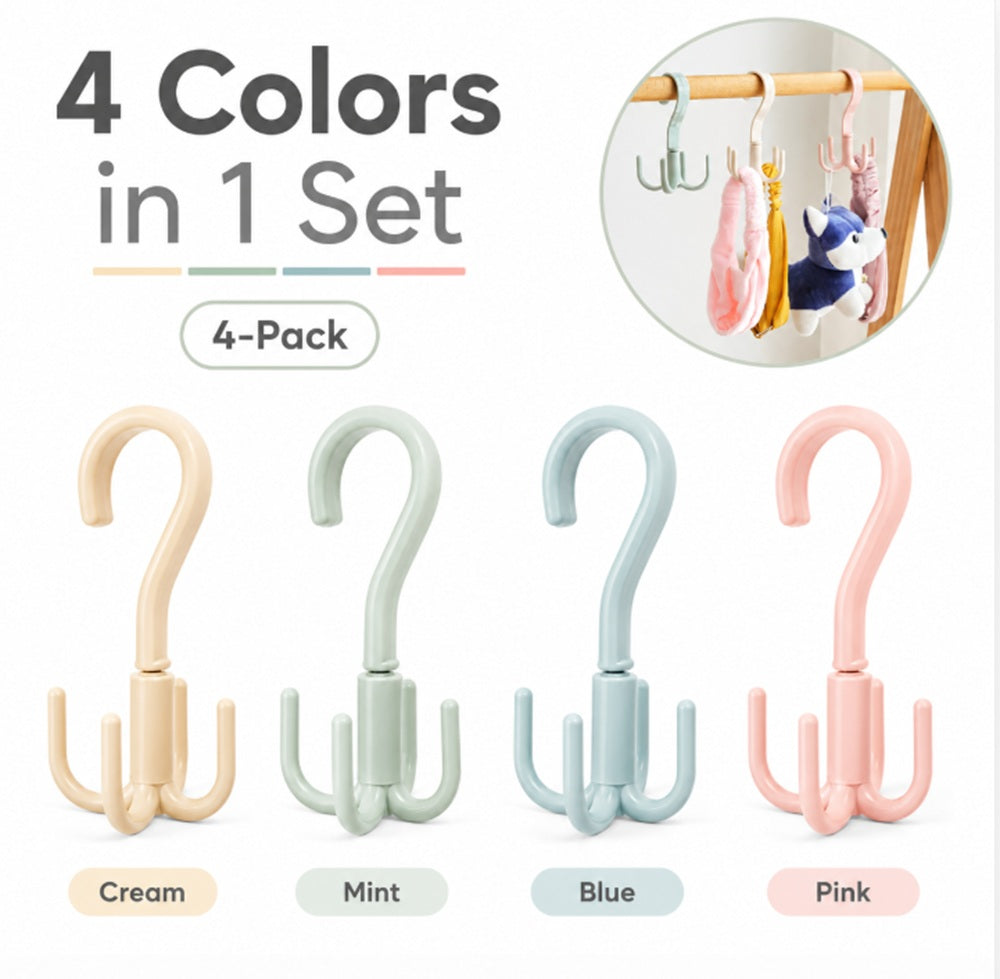 4-Pack Rotating Tie & Belt Accessory Hangers | TIKA
